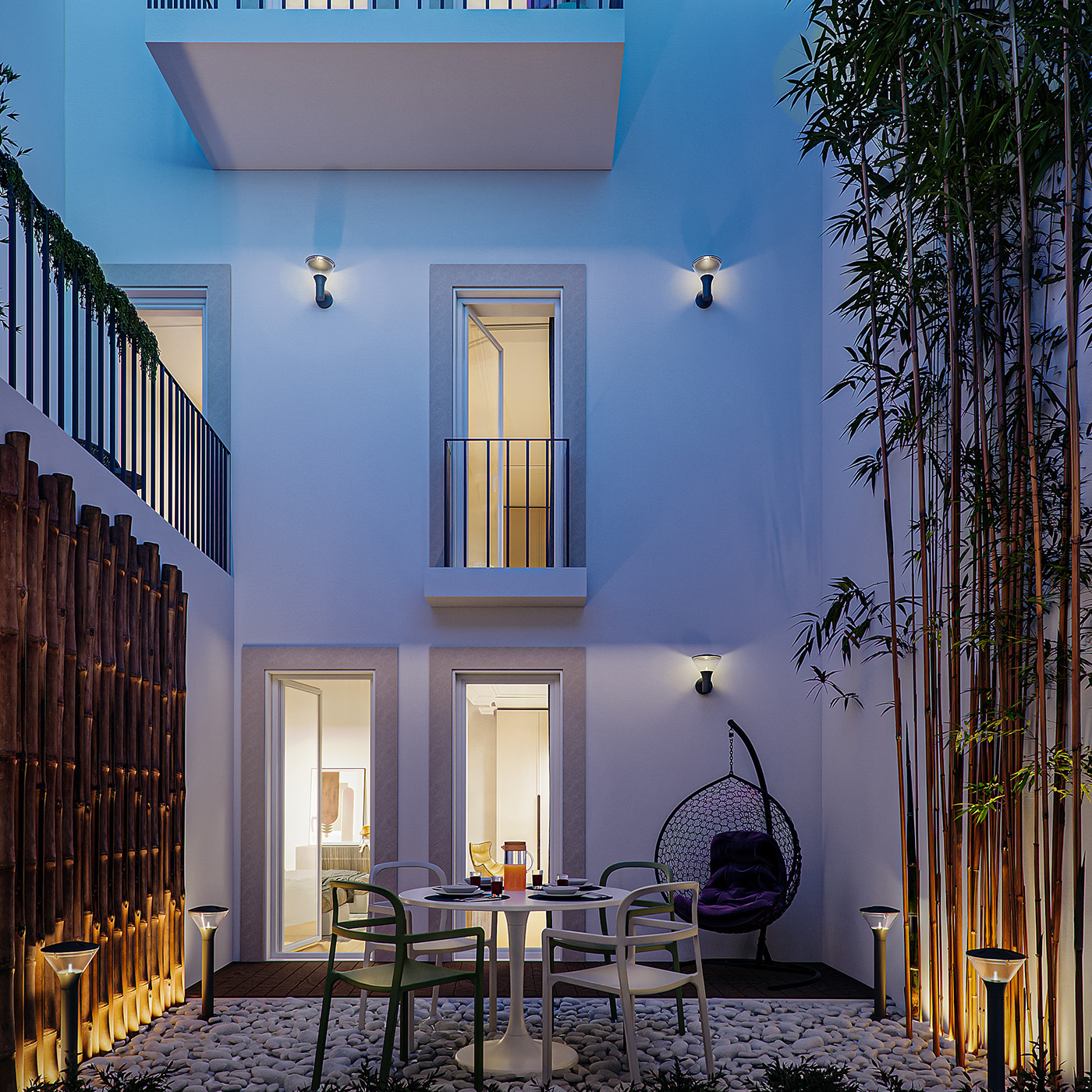Landscaped private courtyard at Rua Madres 66